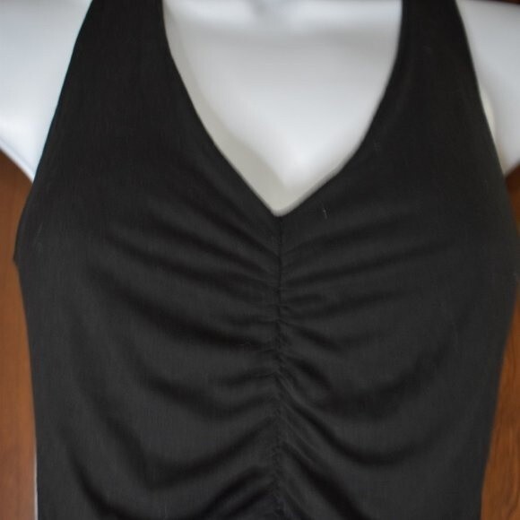 Jac Parker Sleeveless Blouse Size Medium Black Scrunched Tank Top - Picture 5 of 6